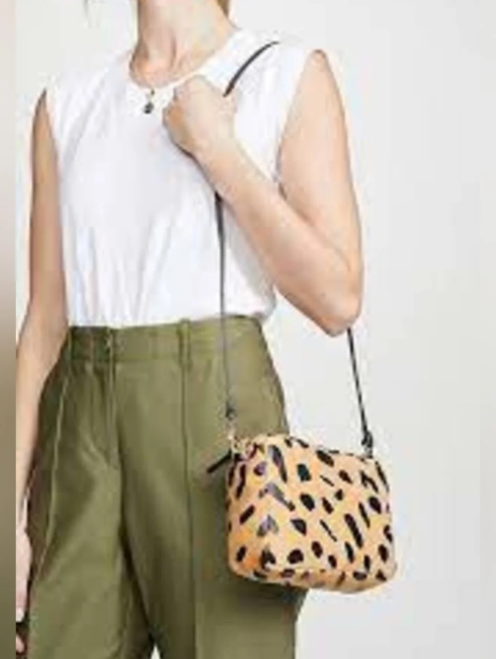 CLARE V. CROSSBODY‎ BAG WITH LEOPARD PRINT New